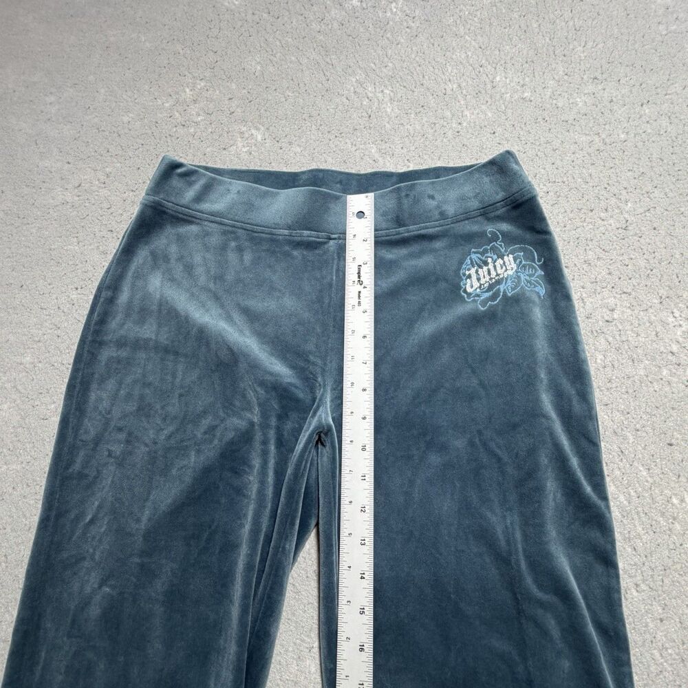 Juicy Couture Pants Womens Medium Teal Velour Retro Style Y2K Stretch Athleisure - Picture 6 of 12